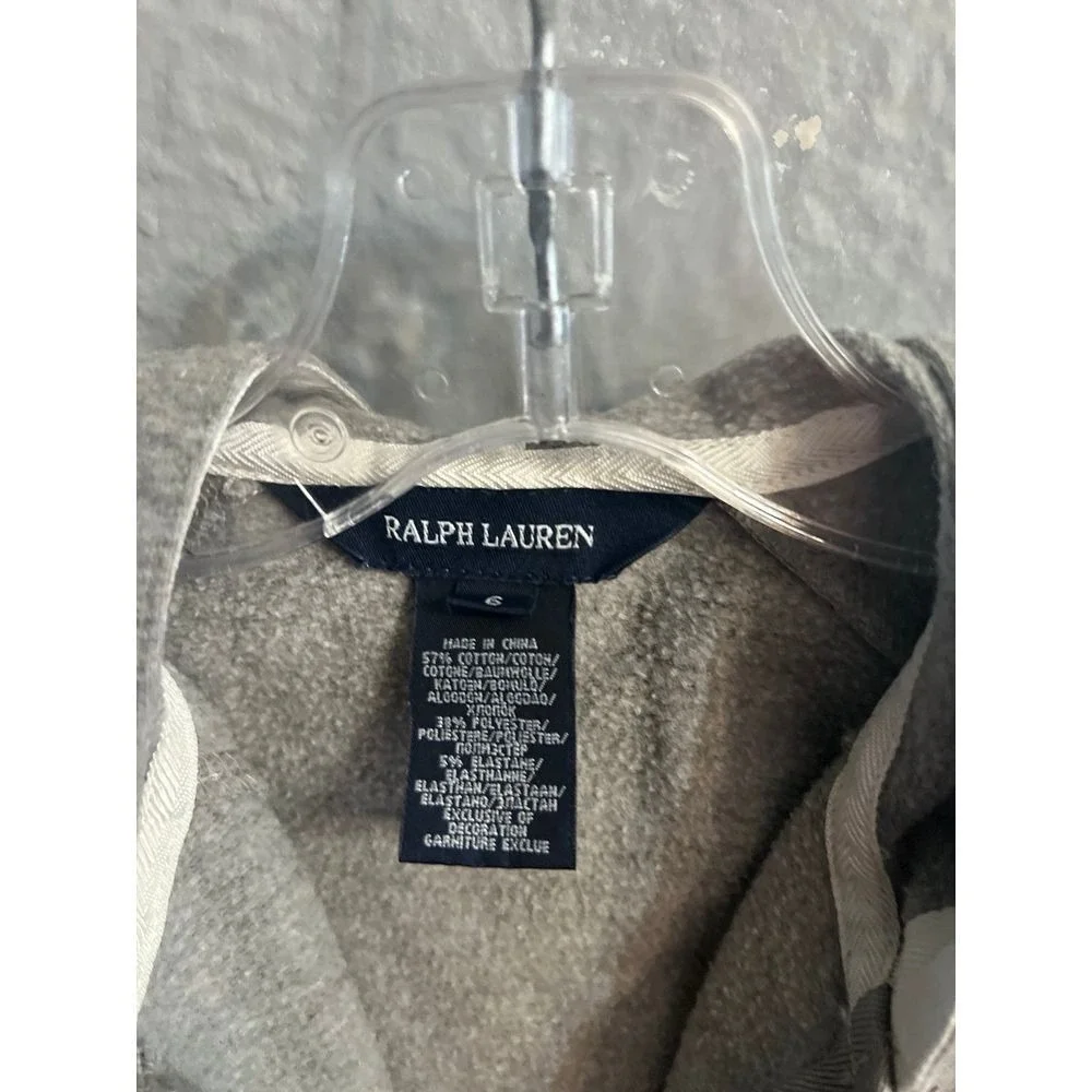 Girls gray hooded zip‎ up jacket Ralph Lauren size 6